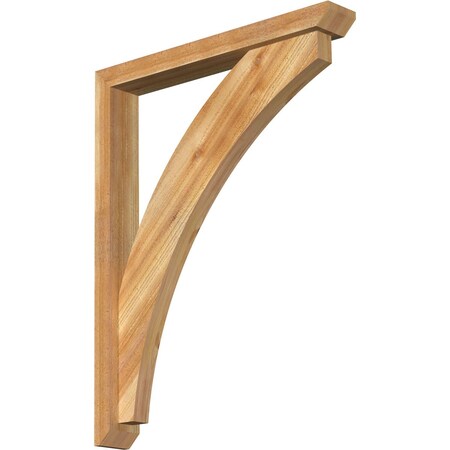 Ekena Millwork Thorton Slat Rough Sawn Bracket w/ Offset Brace, Western Red Cedar, 4"W x 28"D x 36"H BKT0402X28X36THR06RWR